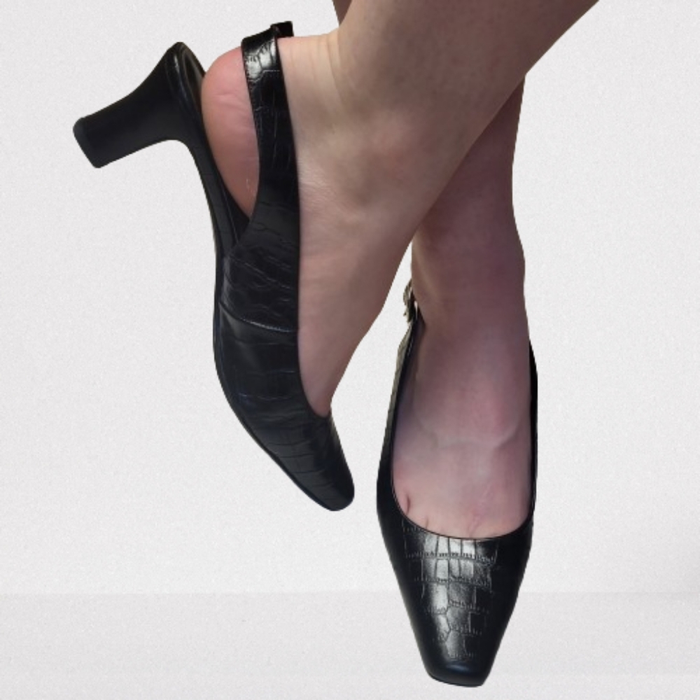 Pierre Michel Genuine Leather Snake Print Heels Buckle Design
